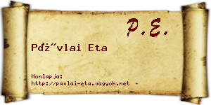 Pávlai Eta névjegykártya